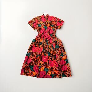 1970’s Gaston Jaunet Paris Floral Dress Made In France